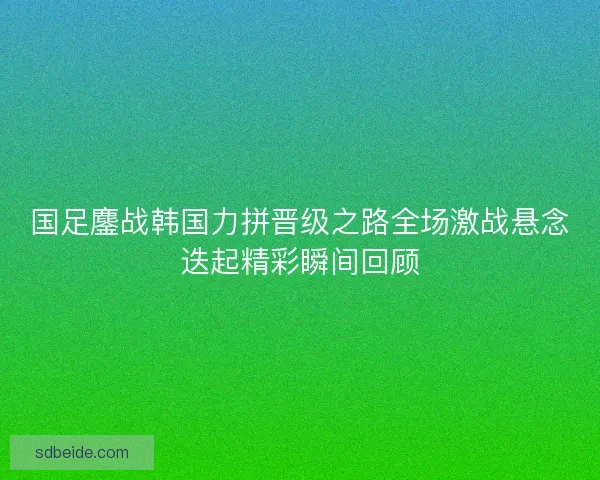 国足鏖战韩国力拼晋级之路全场激战悬念迭起精彩瞬间回顾